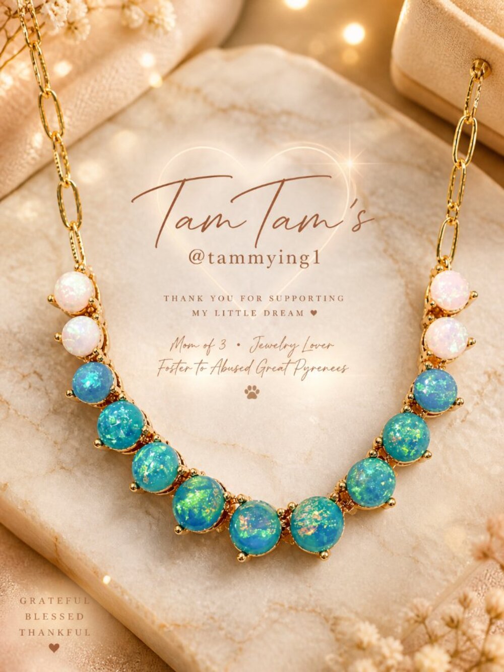 Park Lane “Bali” Ombre Simulated Opal Tennis Necklace Paperclip Chain